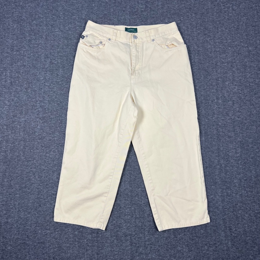 Vintage Lauren Ralph Lauren Capri Pants Women's Size 8 Cream High Rise Cotton